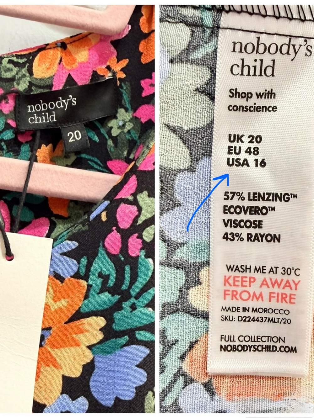 Nobody’s Child Plus Felicia Bold Floral Print Midi Dress Black Puff Sleeve US 16 - Picture 5 of 11